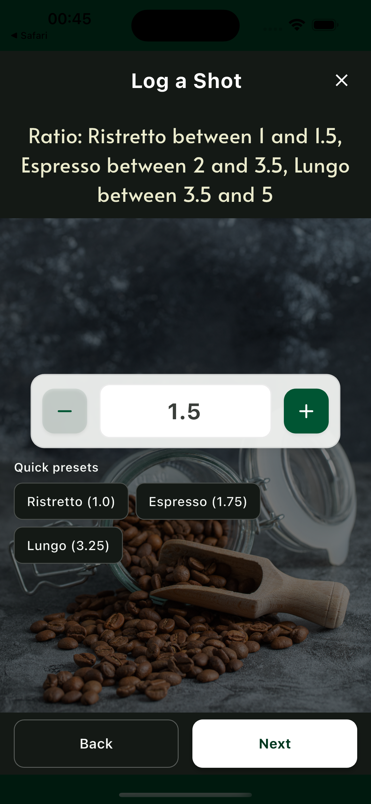 Grind Finer prediction and shot details